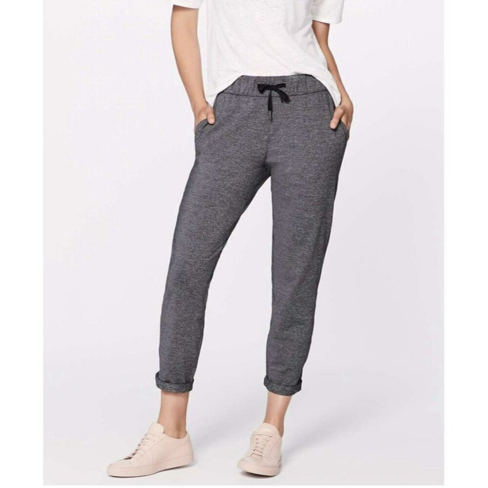 Lululemon On The Fly Pant *28" Heathered Black Sz 4 EUC